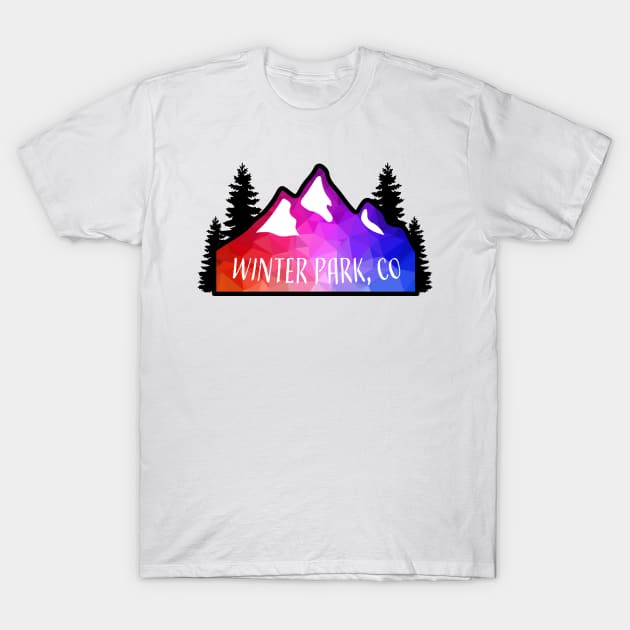 Geometric Colorful Mountain Winter Park, Colorado T-Shirt by KlehmInTime